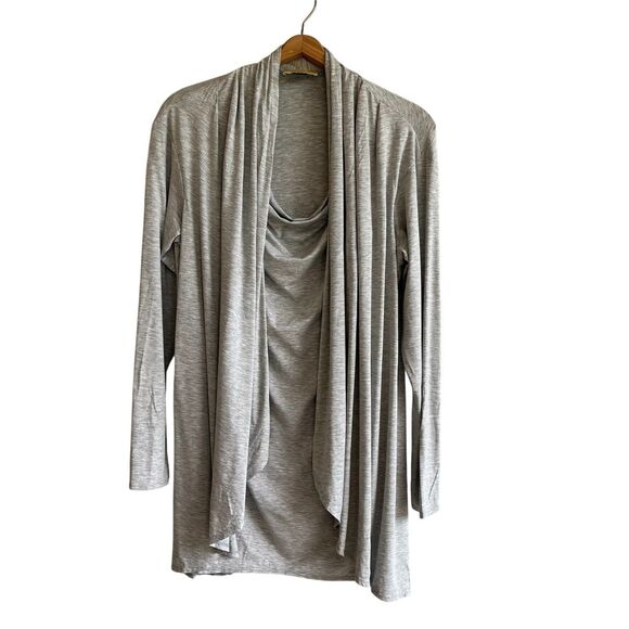 St. John Spa Womens Jersey Knit Open Waterfall Cardigan Size S Twofer Gray - Picture 1 of 10